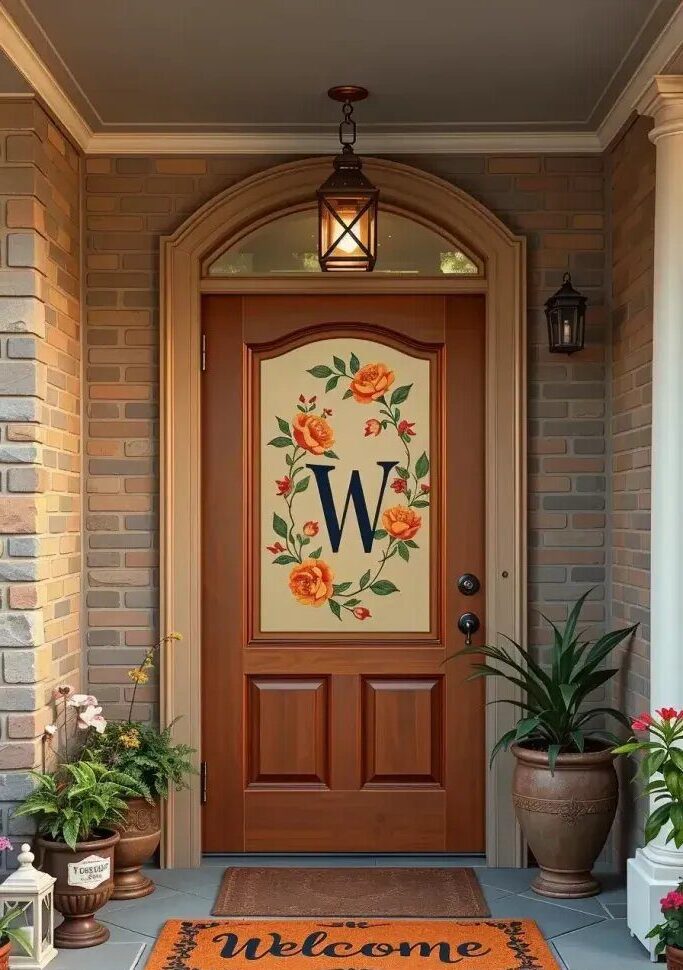 Hand-Painted Front Door Art for Extra Charm