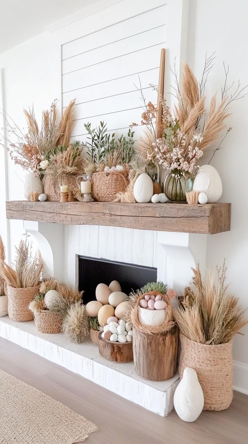 10. Farmhouse-Style Easter Mantel With Dried Florals - photo 3