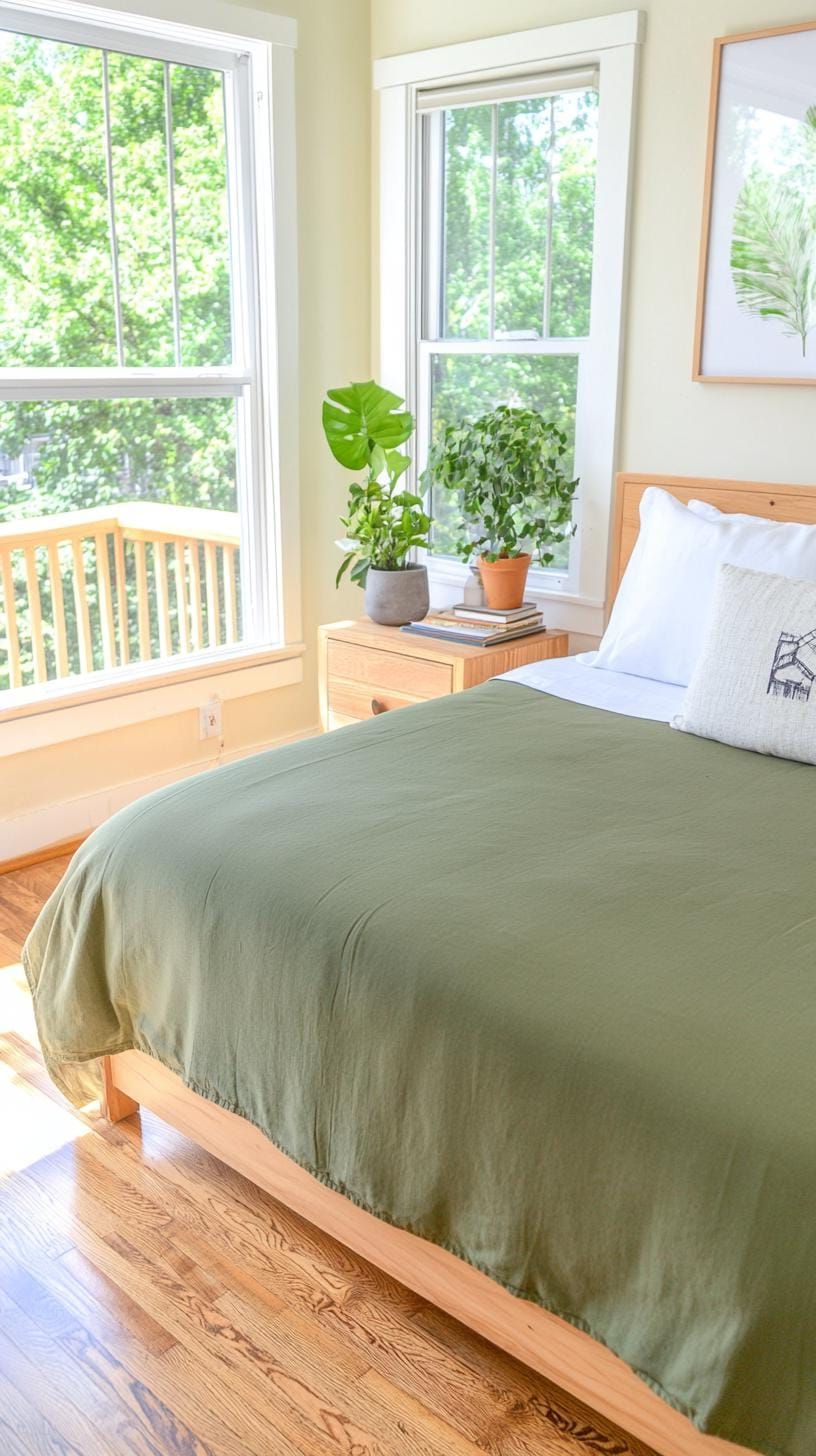 7. Sage green bedspread for dorm-style calm - photo 3