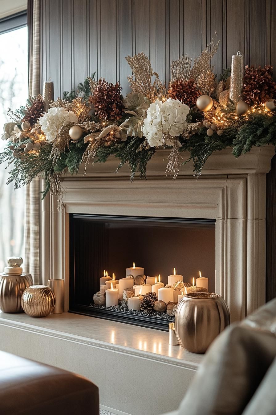 13. Mixing Metallics on a Christmas Mantle - photo 2