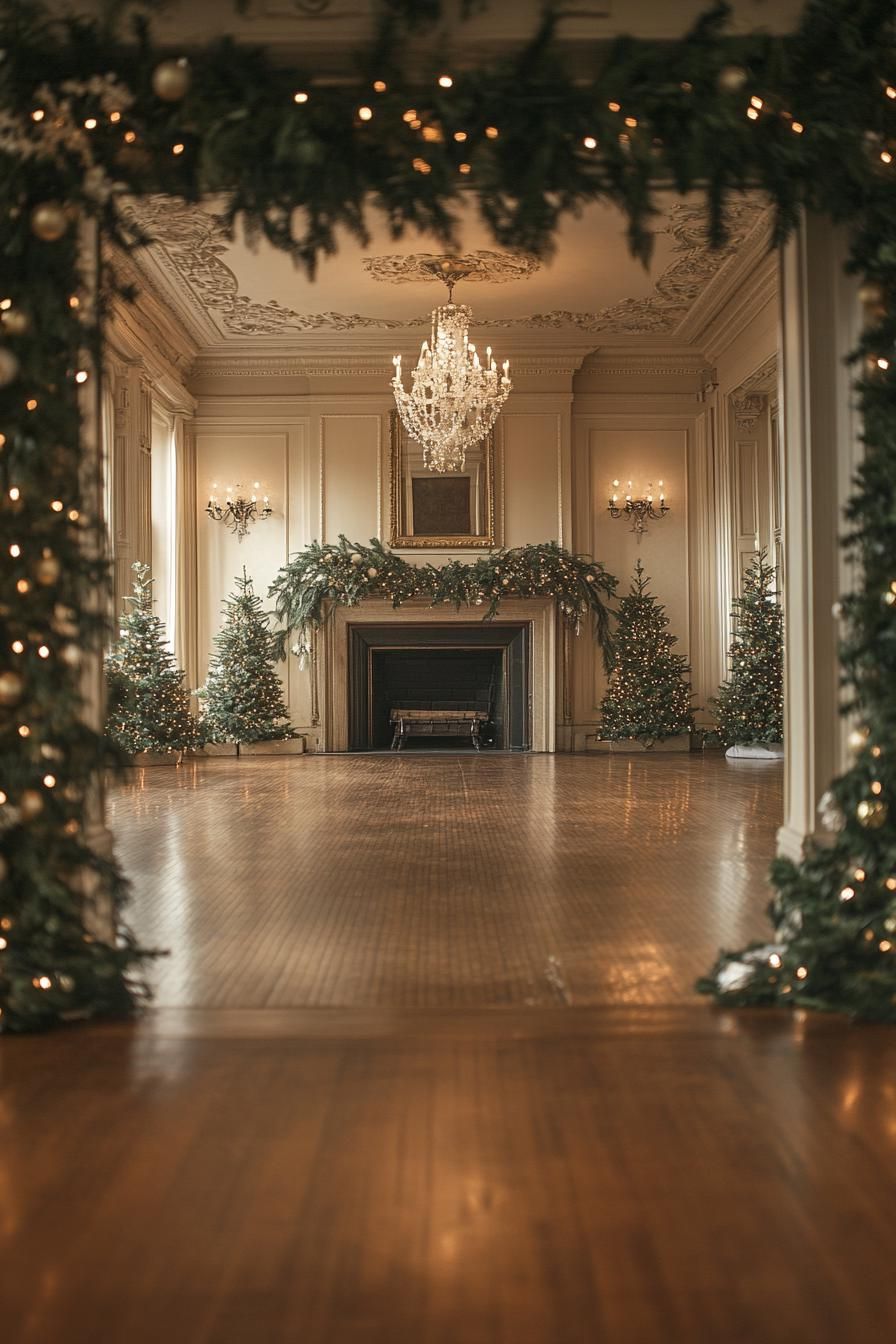 12. Garland Displays for a Festive Fireplace
