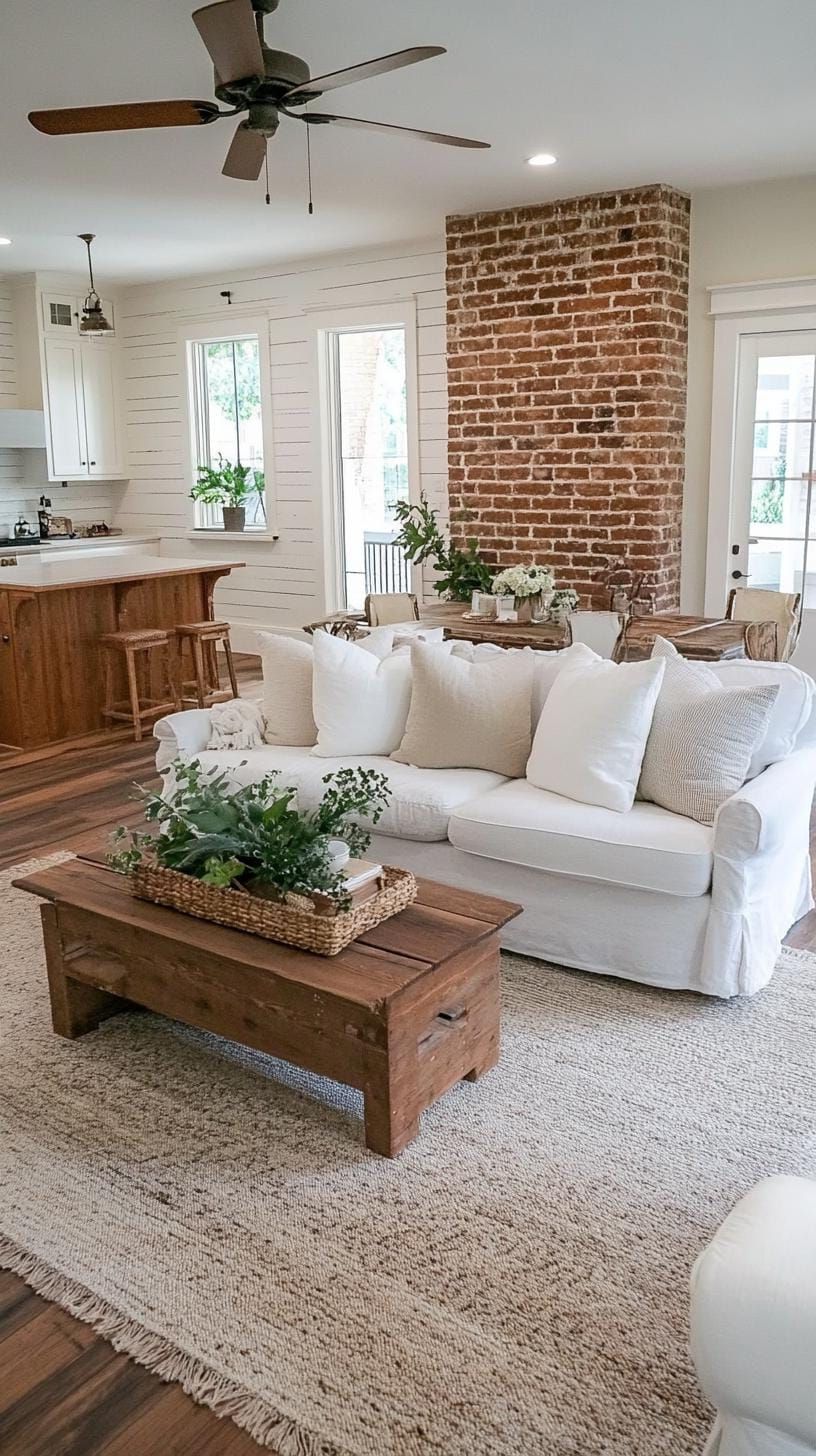 10. Exposed Brick and Shiplap for Rustic Warmth - photo 2
