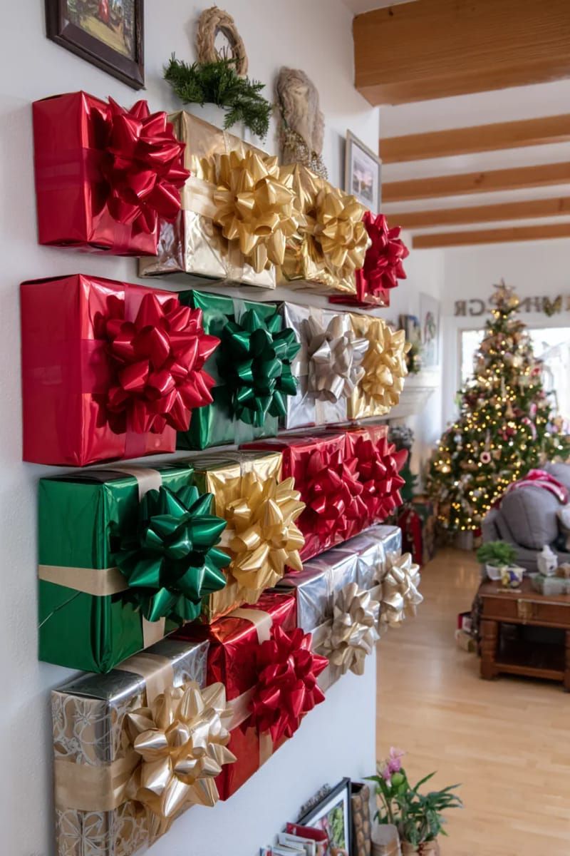 12. Gift Box Wall Display with Bows