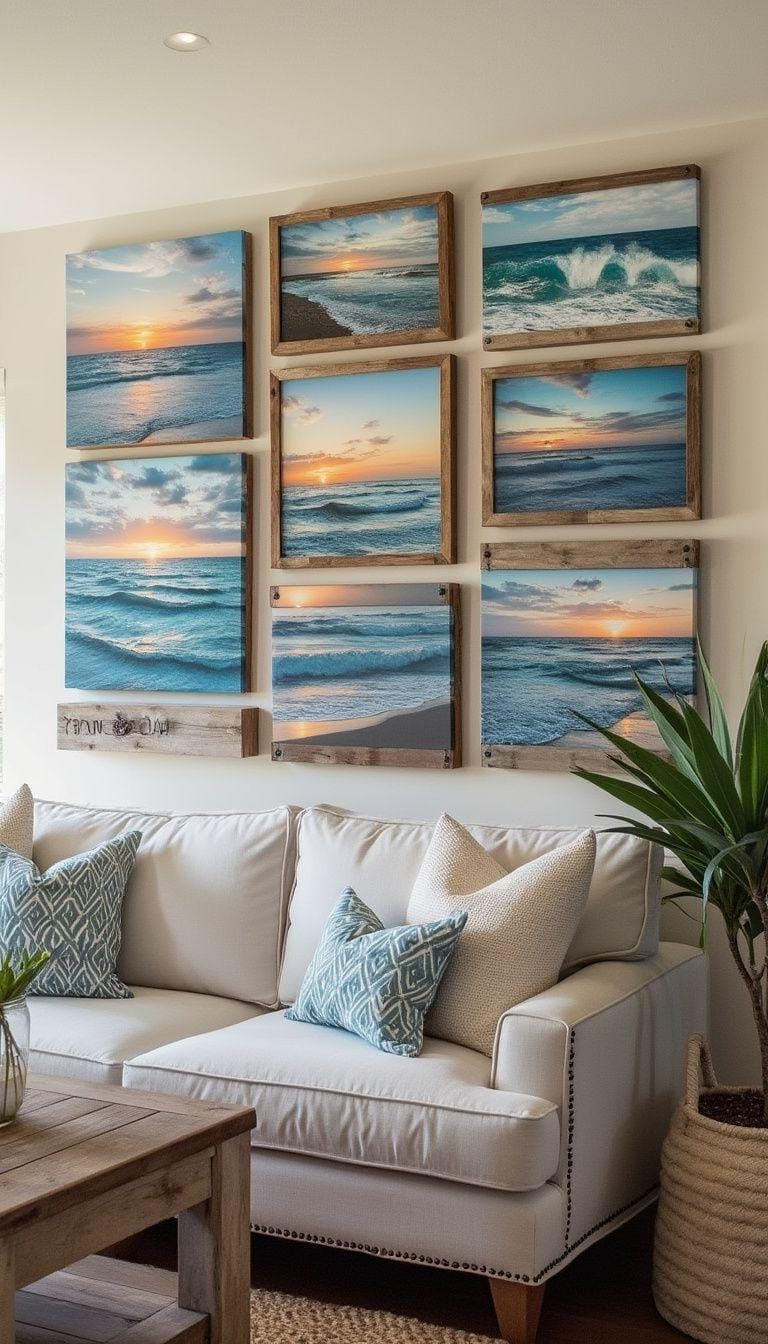 4. Gallery Wall with Reclaimed Wood Frames