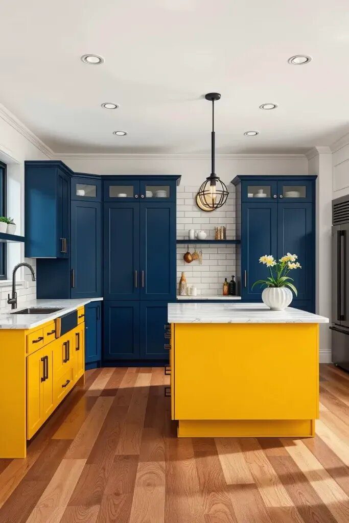 Island Kitchens Featuring Yellow Cabinetry