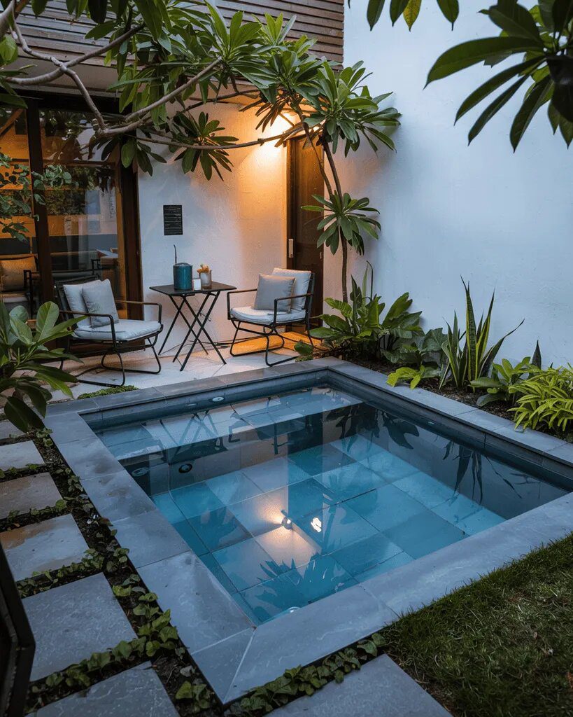 Corner Pool for a Compact Backyard