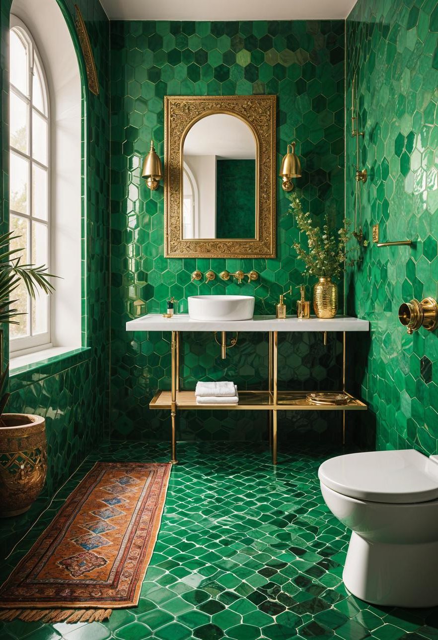 26. Moroccan-Inspired Emerald Bathroom Style - photo 3