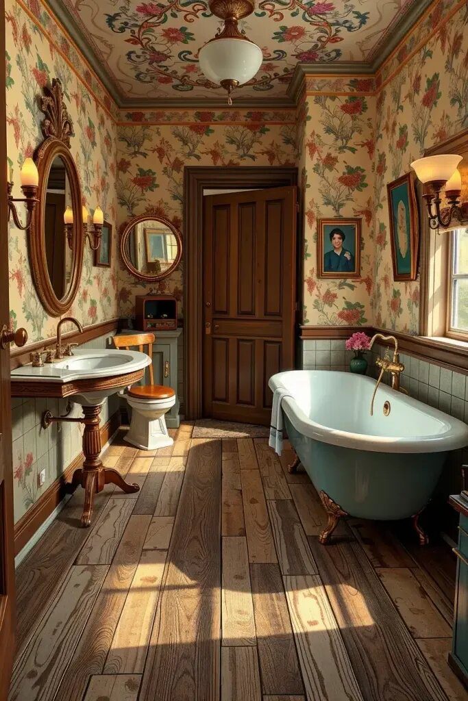 Vintage Bathrooms Featuring Rustic Wood Tile