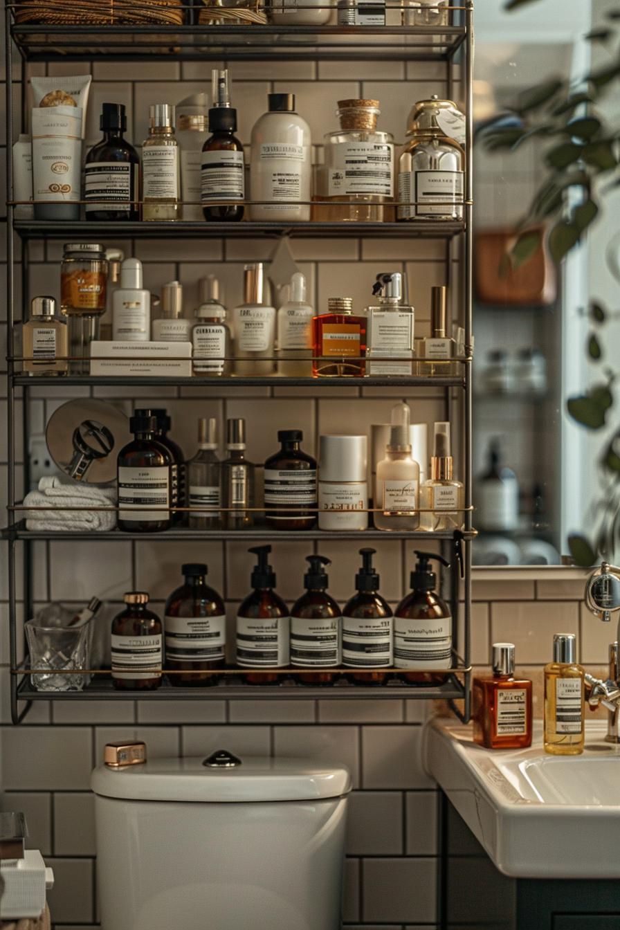 10. Spice Rack Turned Bathroom Storage - photo 2