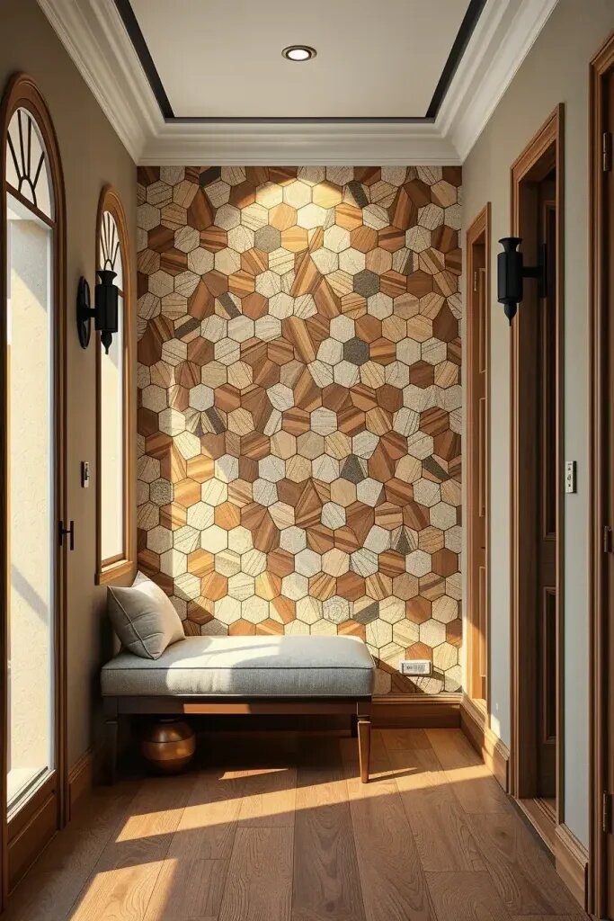 Wooden Mosaic Tiles for Striking Wall Art