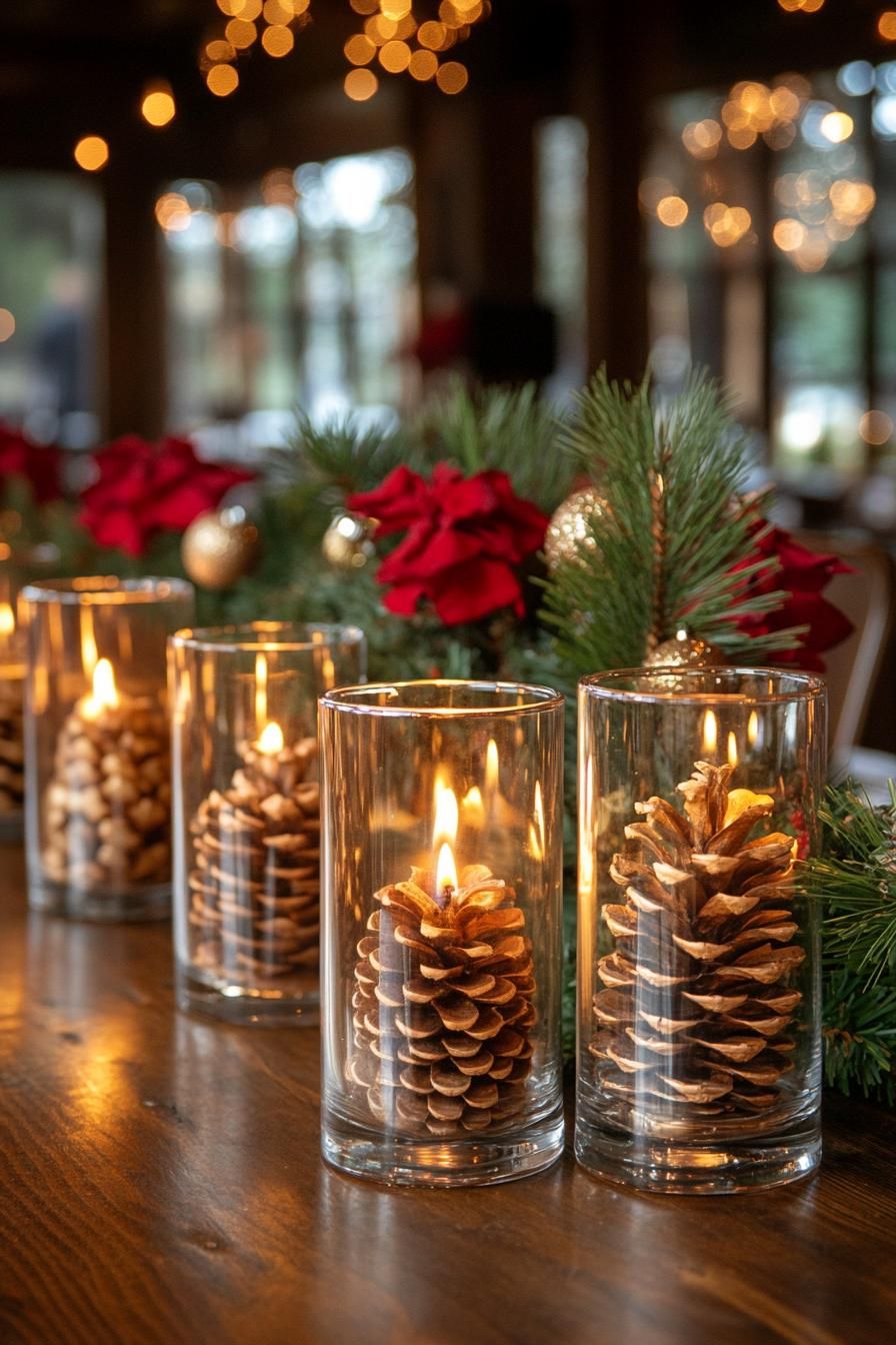 4. Warm Pine Cone Candle Centerpiece Ideas - photo 3