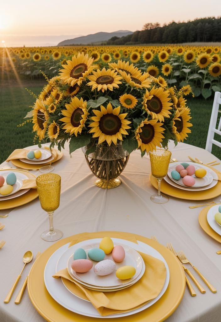 14. Sunflower Sunrise Table Ideas