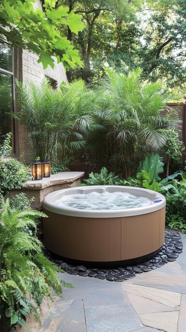 17. Relax in a Hot Tub Oasis with Tropical Plants and Tiki Torches - photo 3