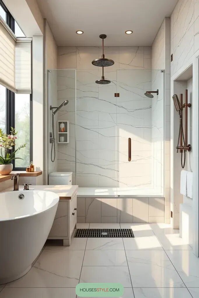 Free-Flowing Walk-In Wet Room Showers