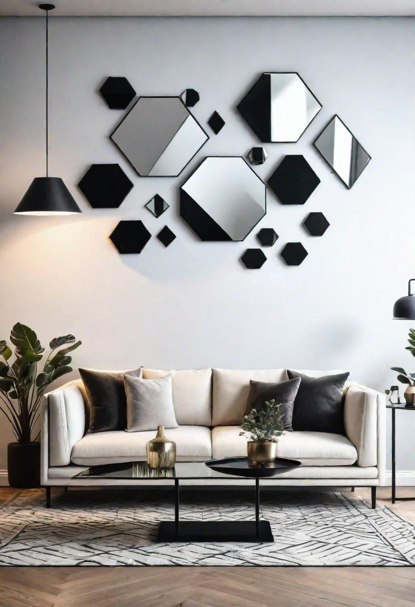 7. Geometric Mirror Wall Art