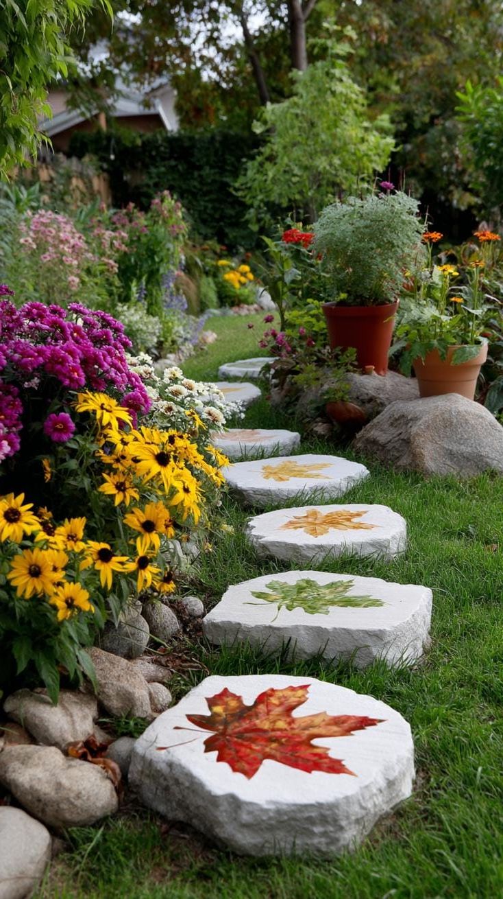 36. How to Make Leaf Print Stepping Stones