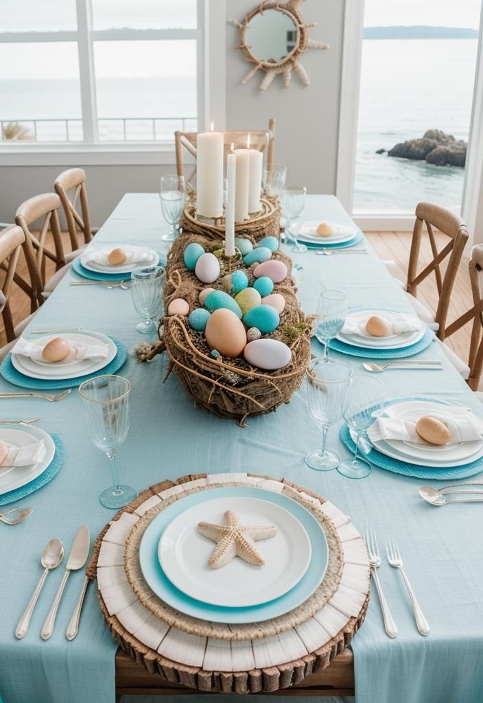 7. Coastal Seaside Easter Table Ideas