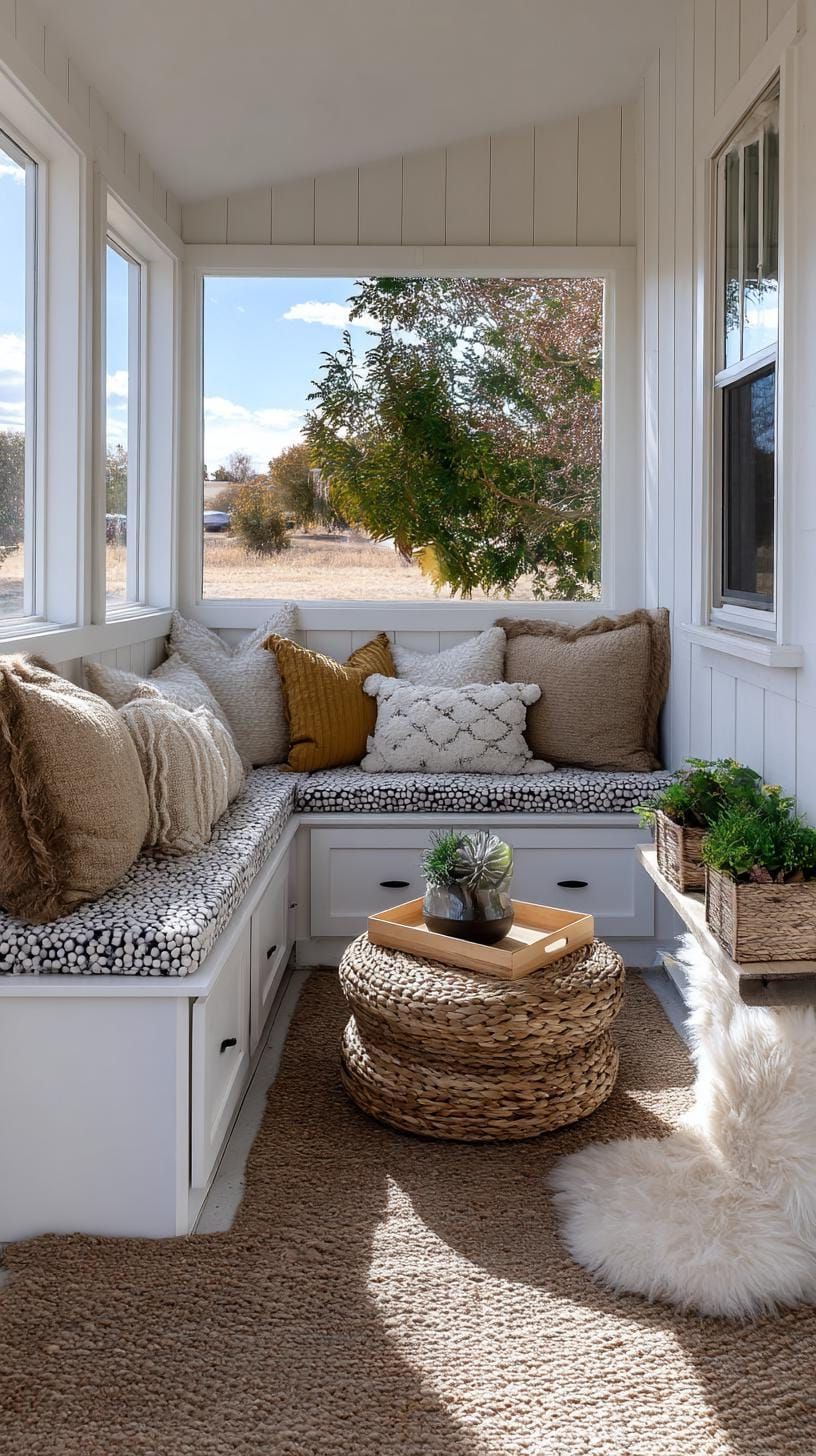 21. Storage Benches and Woven Details on a Porch - photo 2
