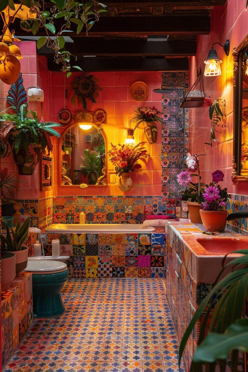 14. Bohemian Mosaic Bathroom Ideas
