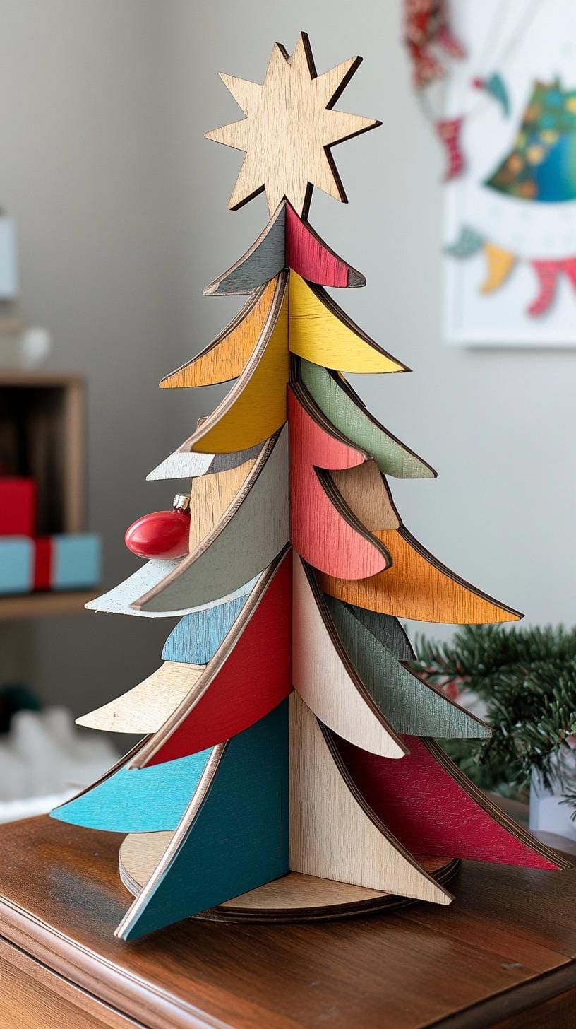 18. Starburst wooden centerpiece with colored panels - photo 2