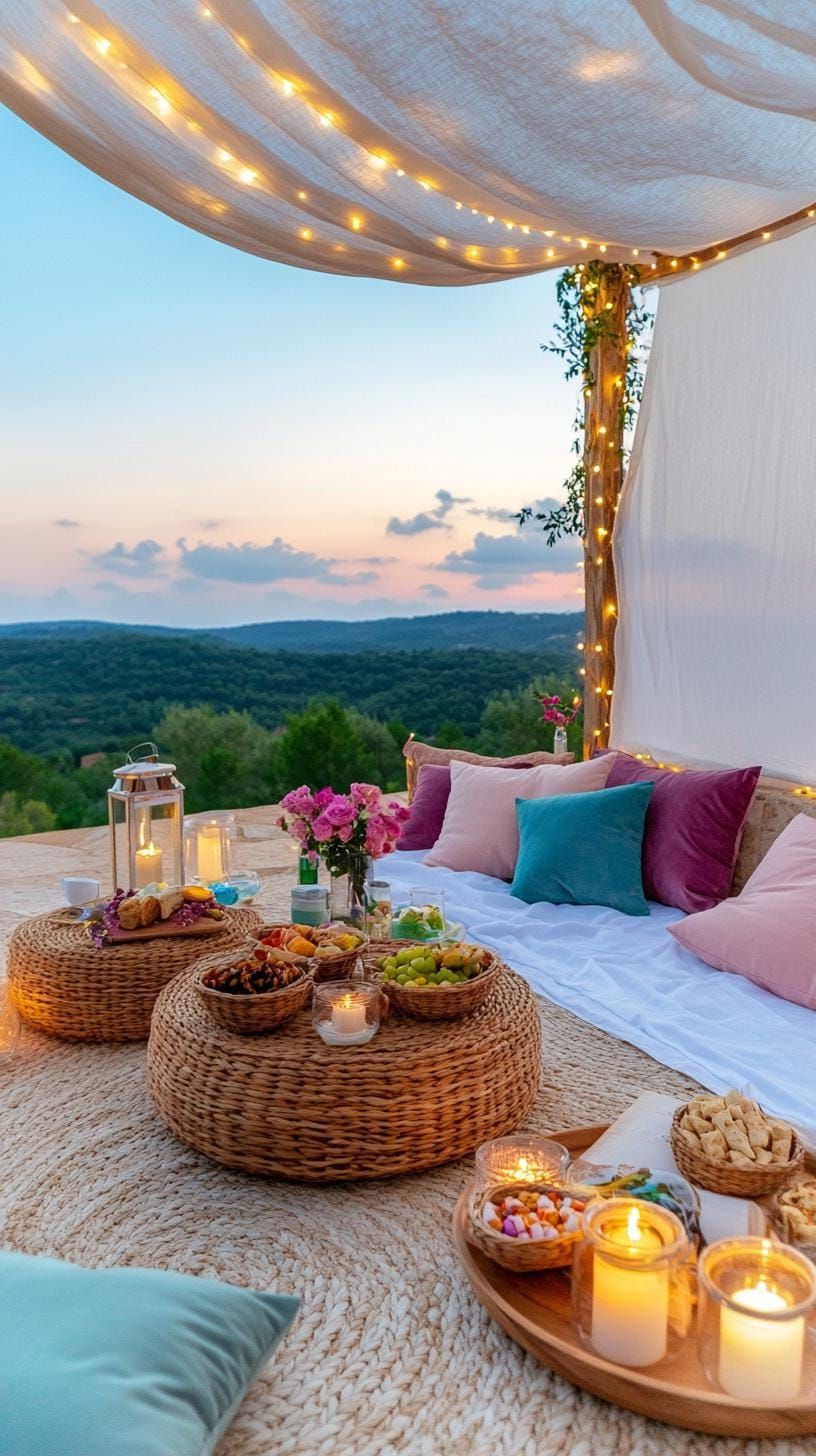 13. Patio Movie Nights with Floor Cushions
