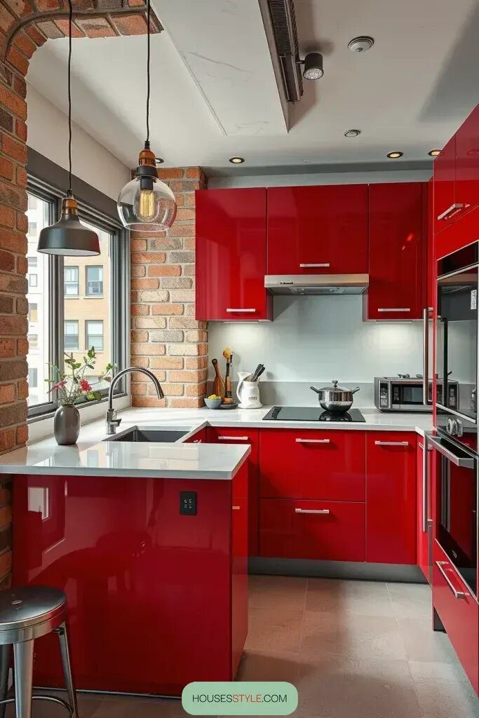 Modern Kitchens with Sleek Red Cabinetry - photo 2