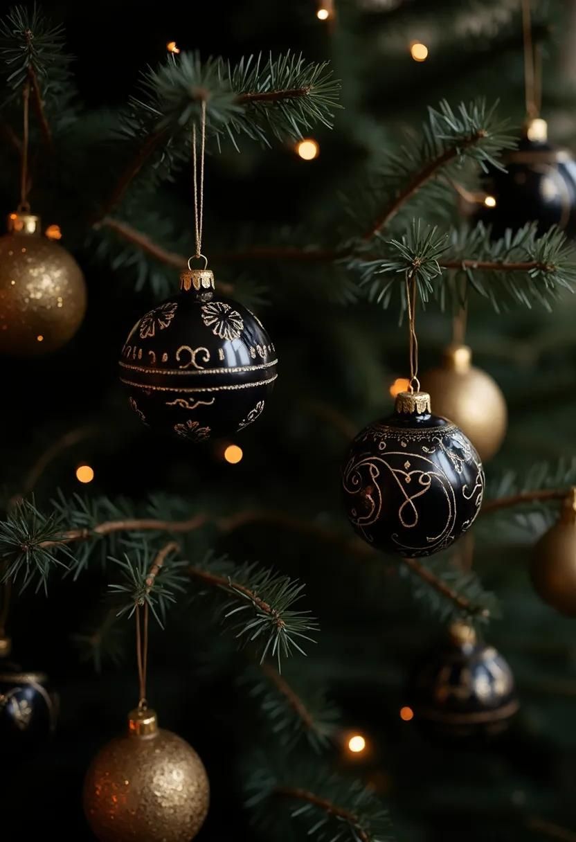 1. Vintage Black and Gold Ornaments - photo 3