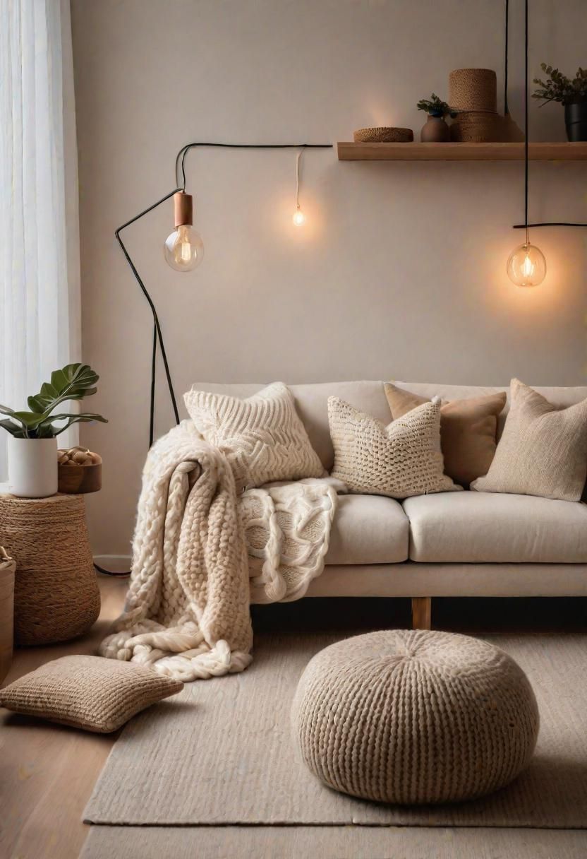 18. Hygge-Style Creamy Living Room