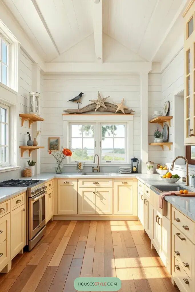 Coastal Kitchens Styled With Bright Yellow Cabinets