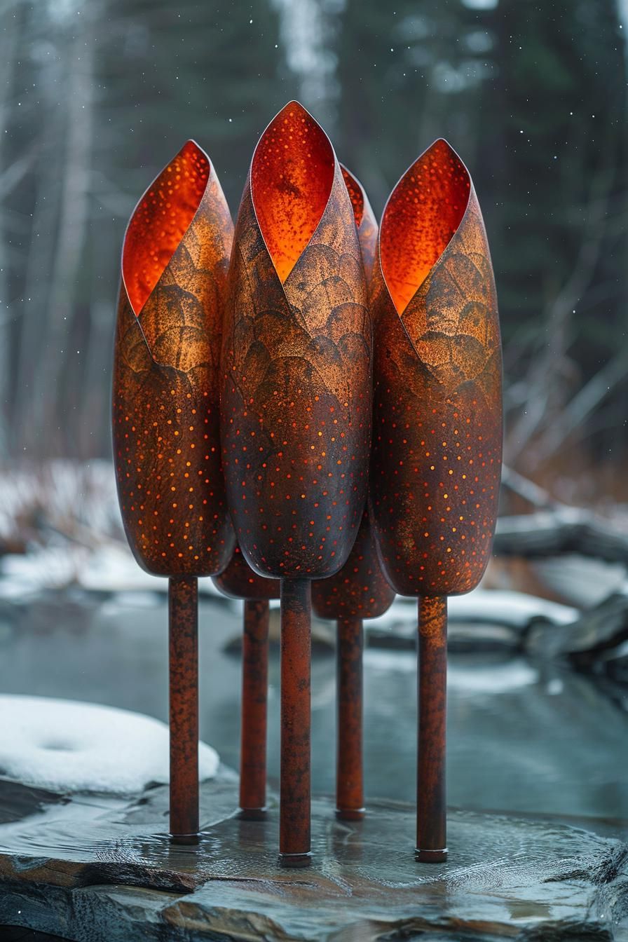 15. Metal Cattail Garden Art