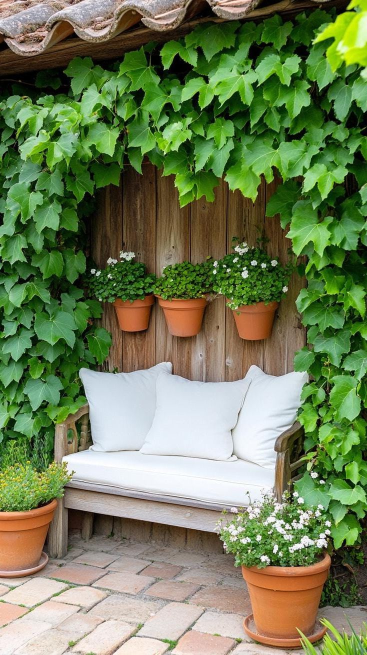 25. An ivy-wrapped garden wall for a rustic retreat