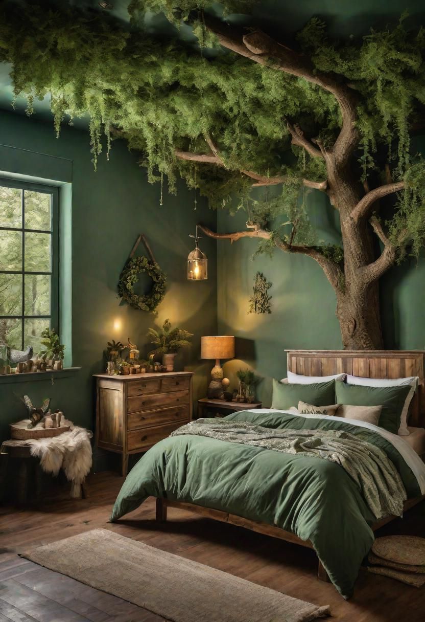 14. Dreamy Enchanted Sage Green Bedroom - photo 2