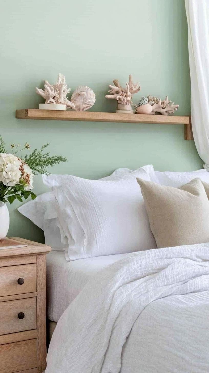 7. Coastal Oasis with Sage Green Walls and Driftwood Decor - photo 3