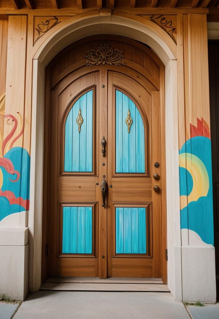 10. Whimsical Hand-Painted Wood Doors
