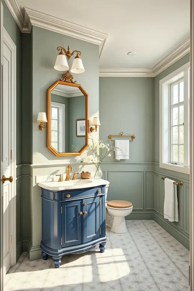 Pairing Soft Sage Walls With Navy Accents - photo 2