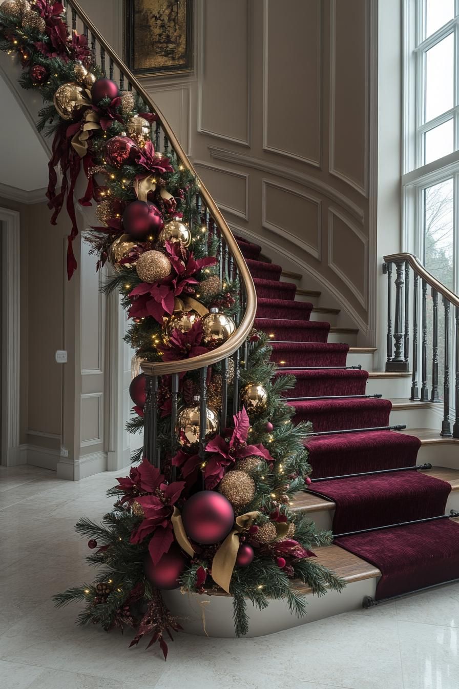 6. Staircase Garland with Oversized Ornaments - photo 2