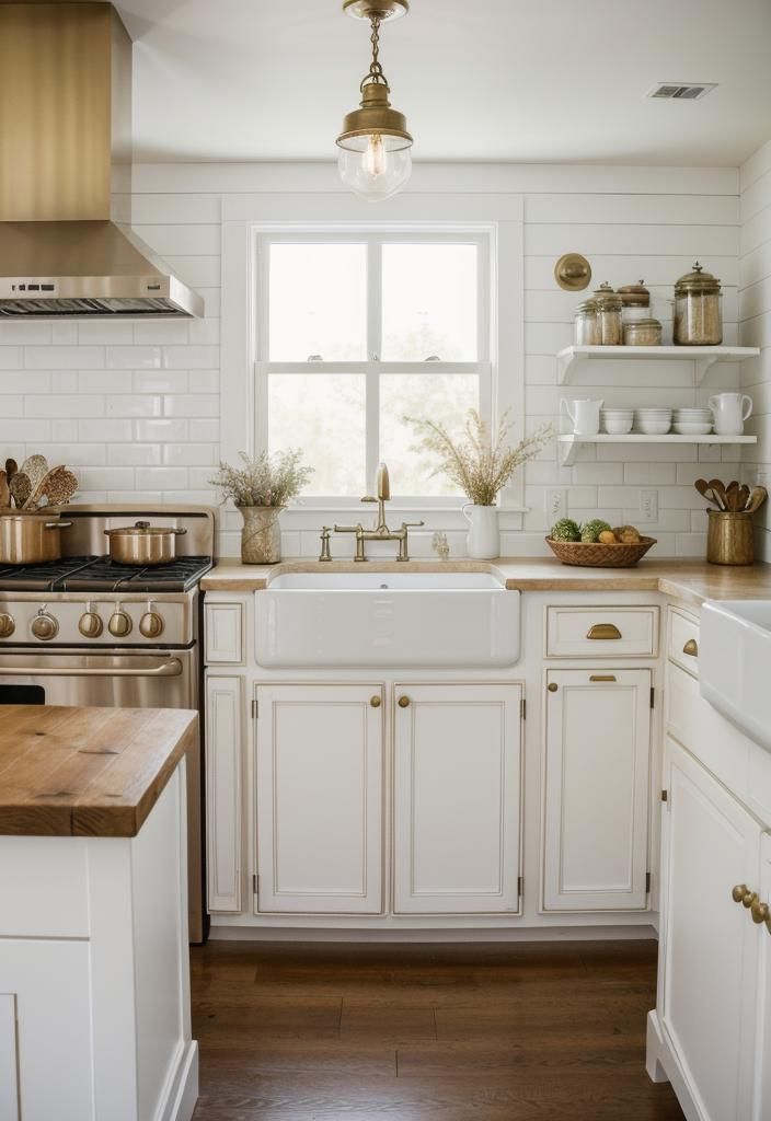 4. Rustic Farmhouse White Shaker Cabinets