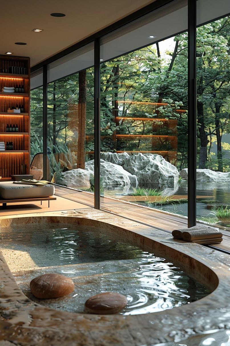 4. Sunken Tub With River Rocks