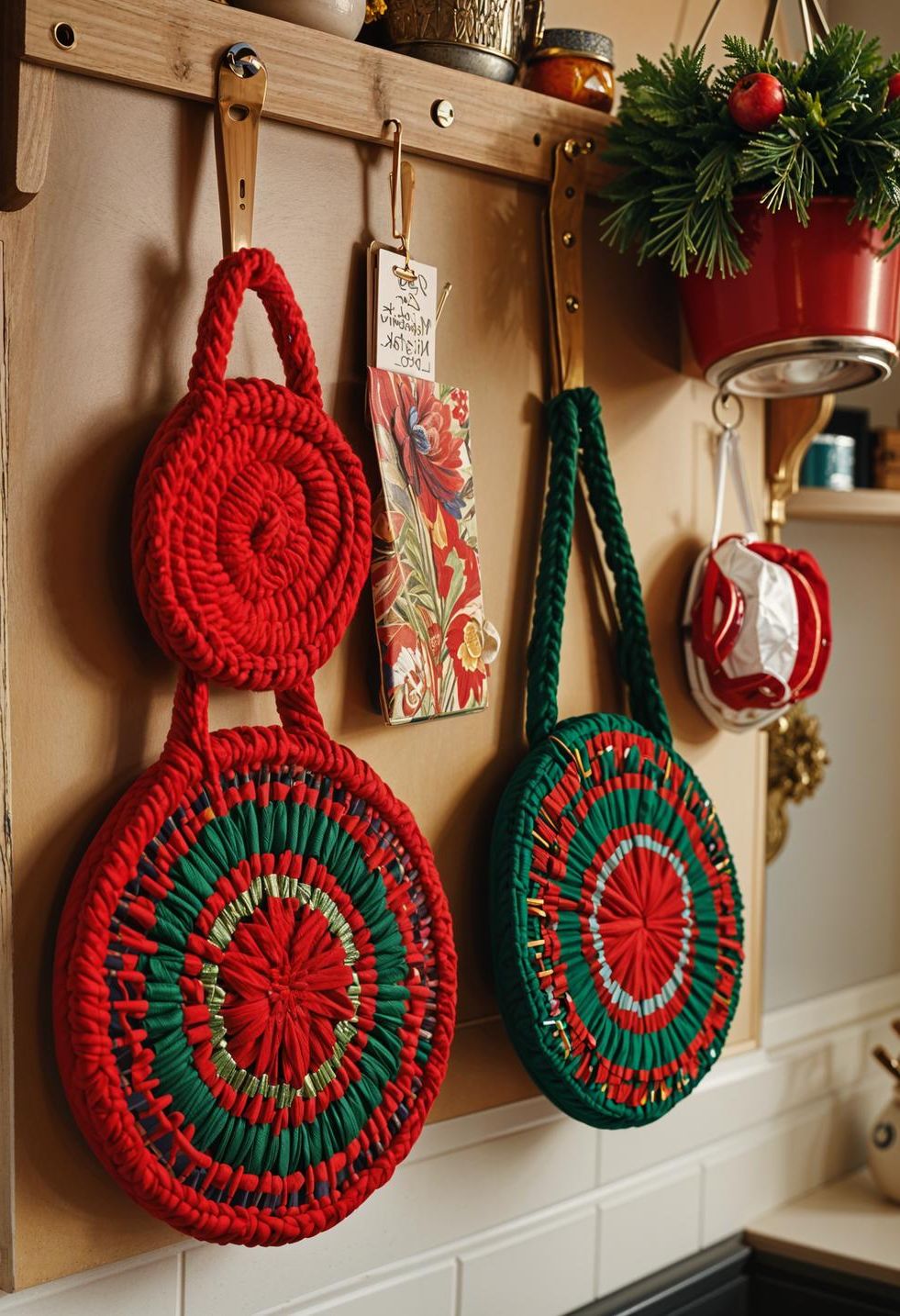 6. Festive Knitted Pot Holders - photo 2