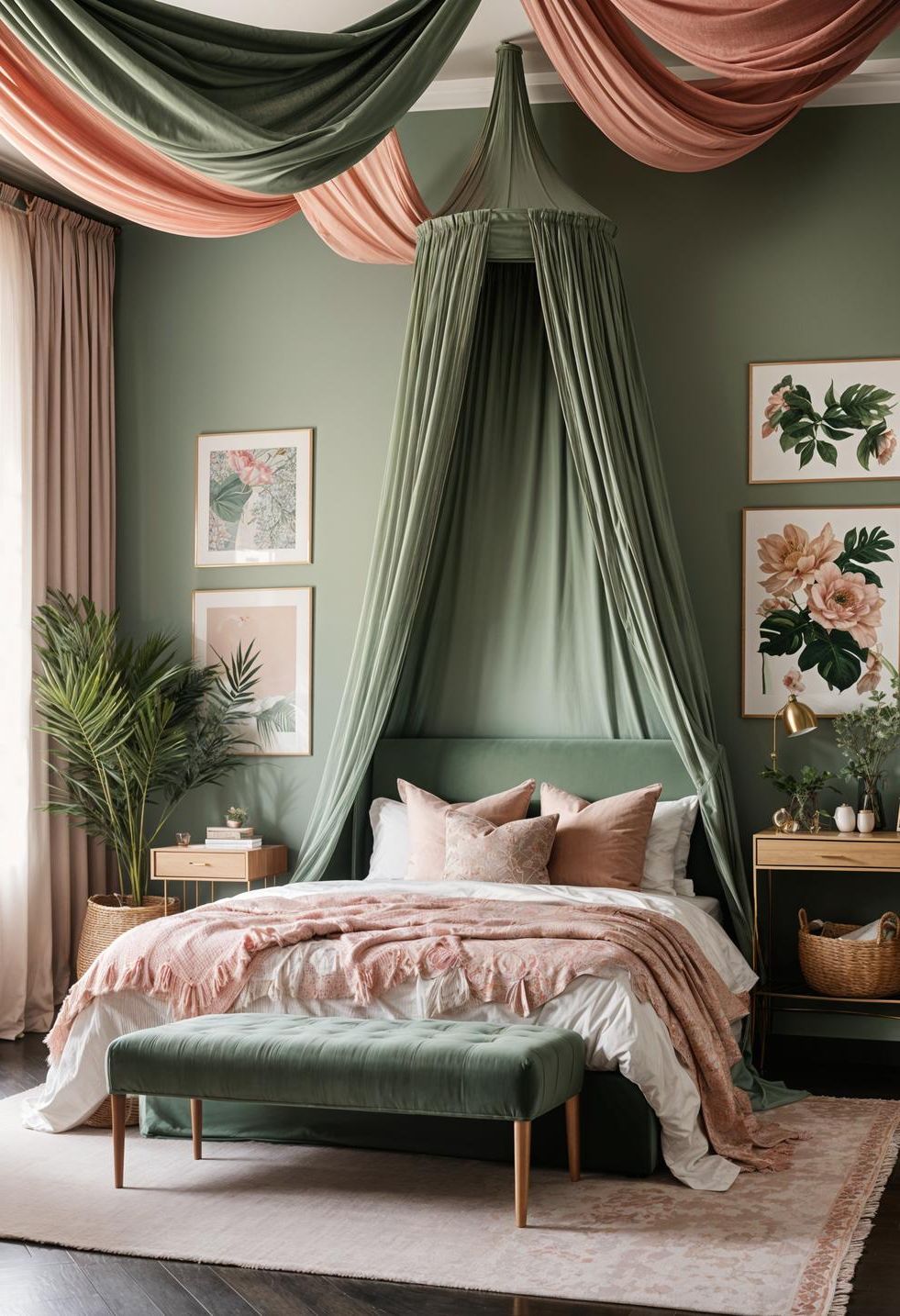 16. Vintage Fabric Canopy Bedroom Ideas