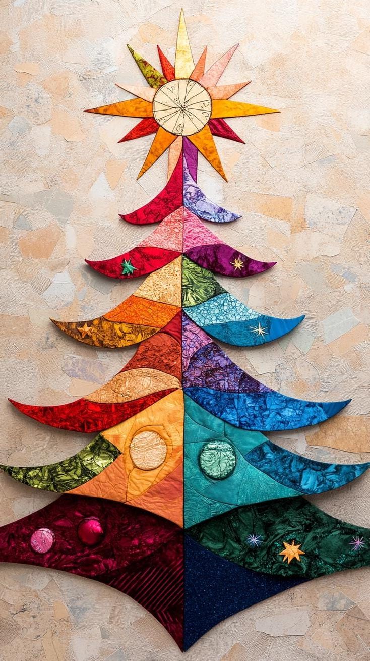 6. Abstract star-pattern tree artwork multicolor - photo 2