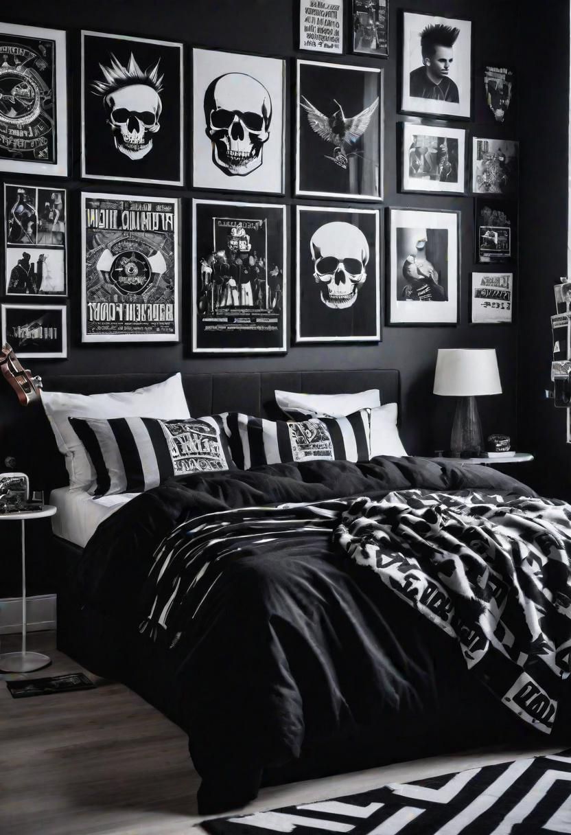 34. Dark Rock-Inspired Bedroom Style