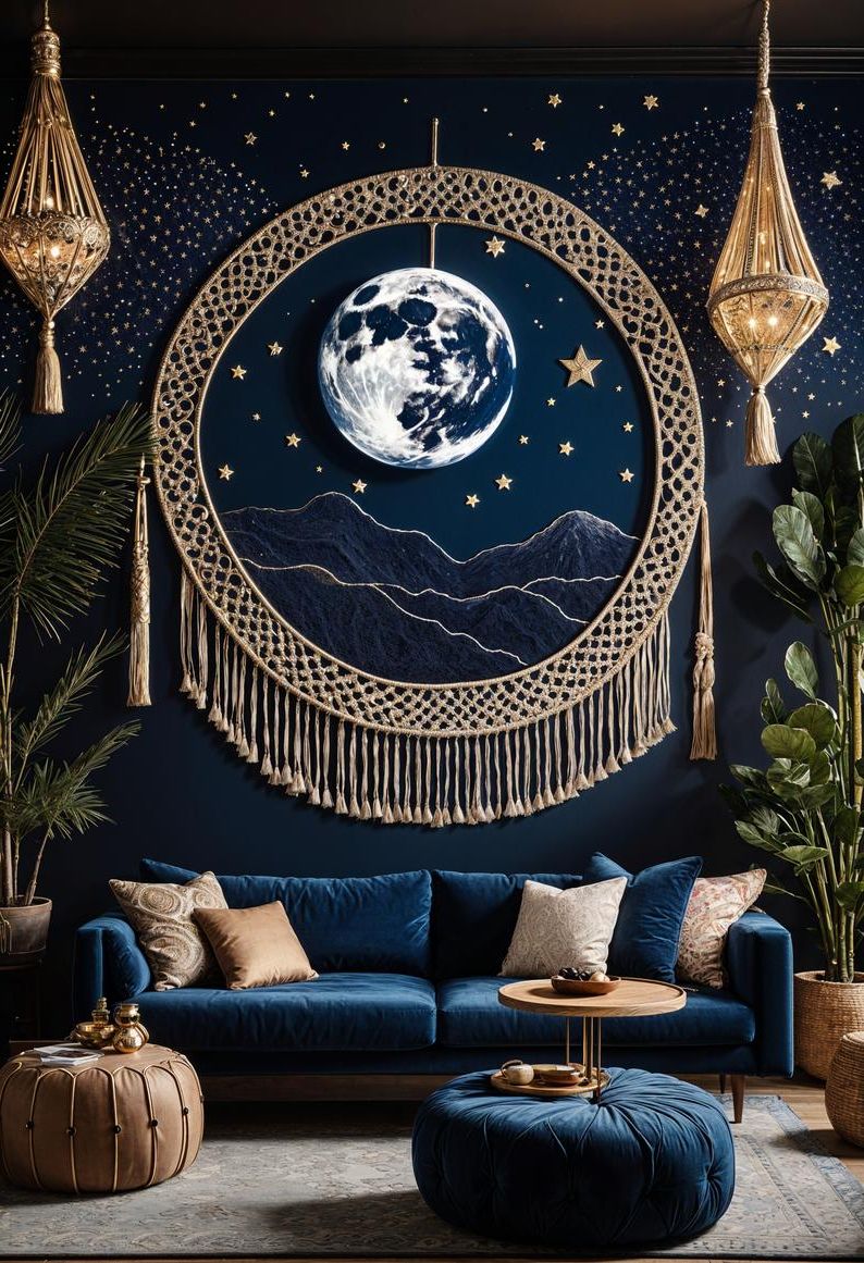 15. Celestial-Themed Boho Living Room - photo 2