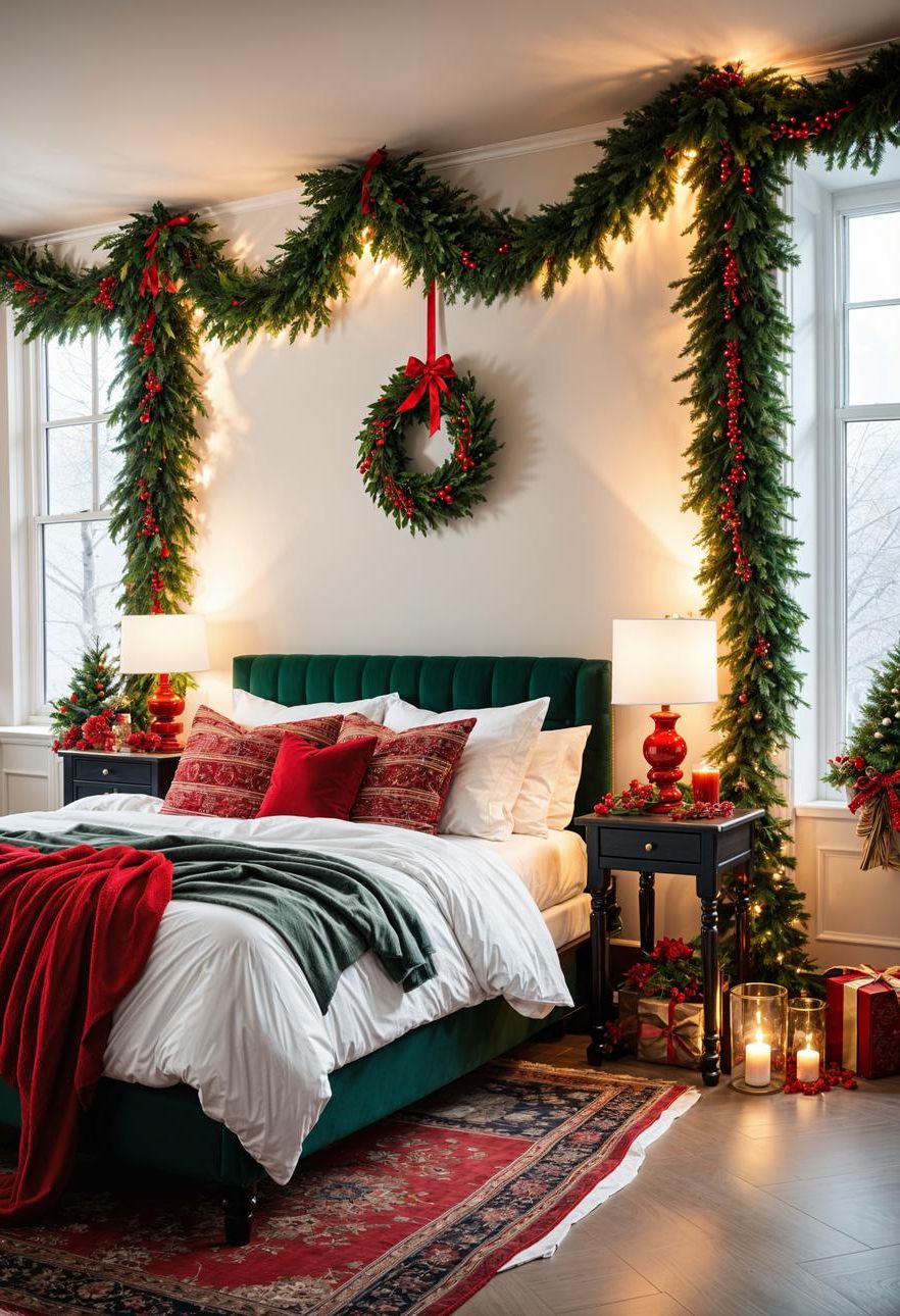5. Festive Bedroom Garland Decor