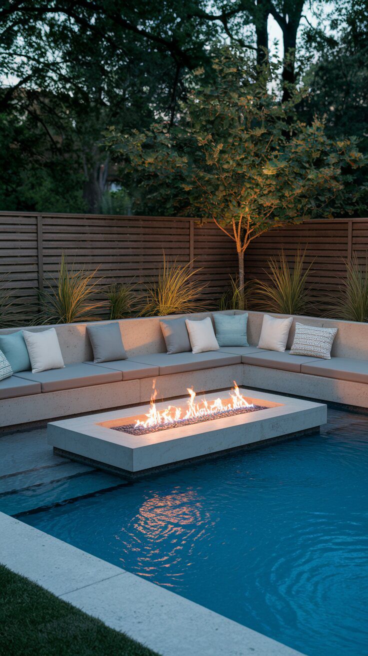 Backyard Pools with Fire Pits and Lounges