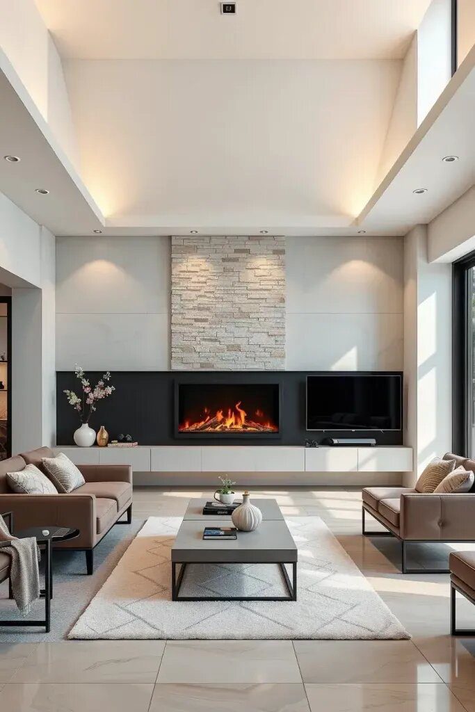 Contemporary Fireplaces Ideas for Narrow Areas - photo 2
