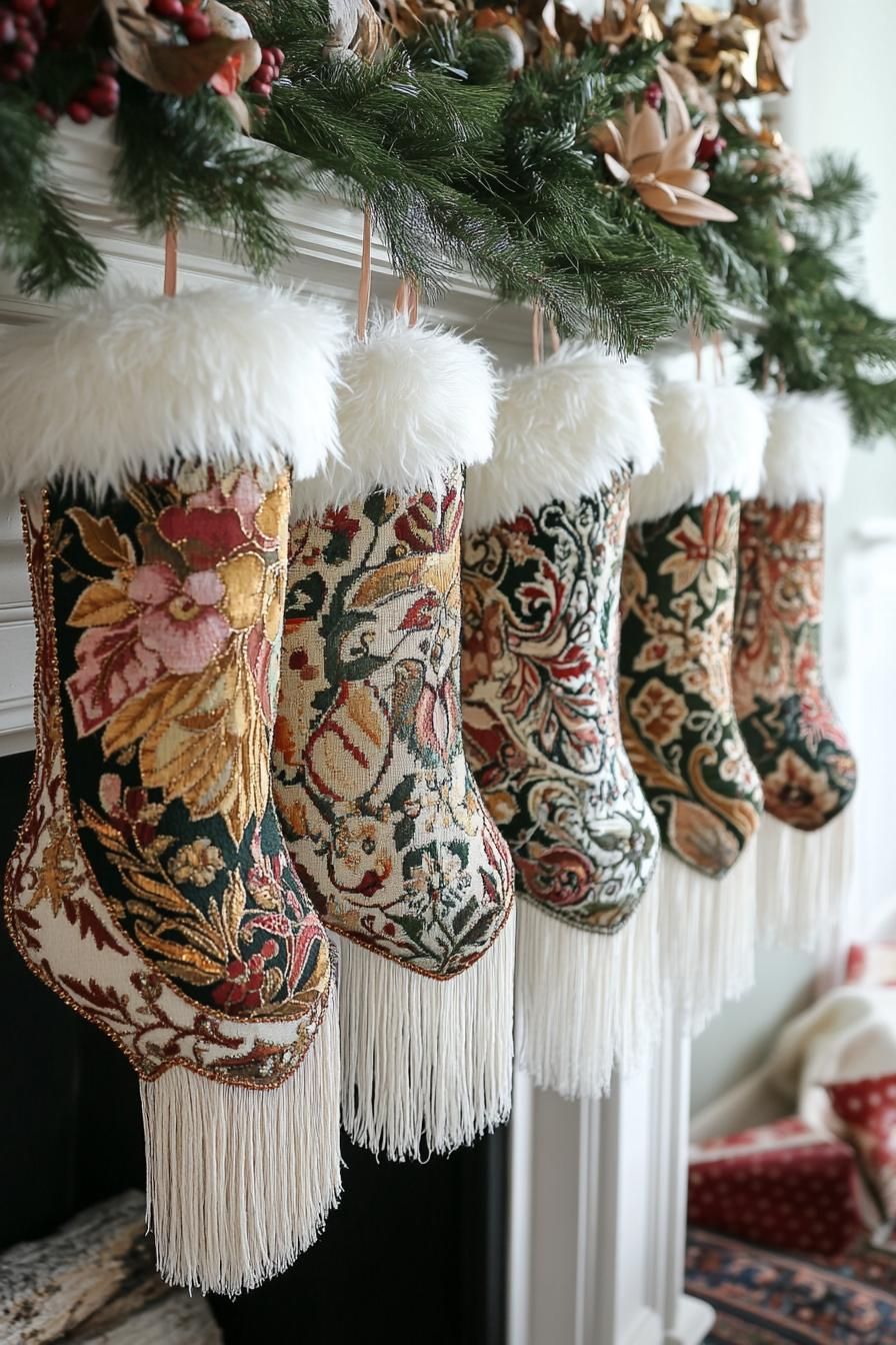 6. Boho Feather-Trimmed Stockings