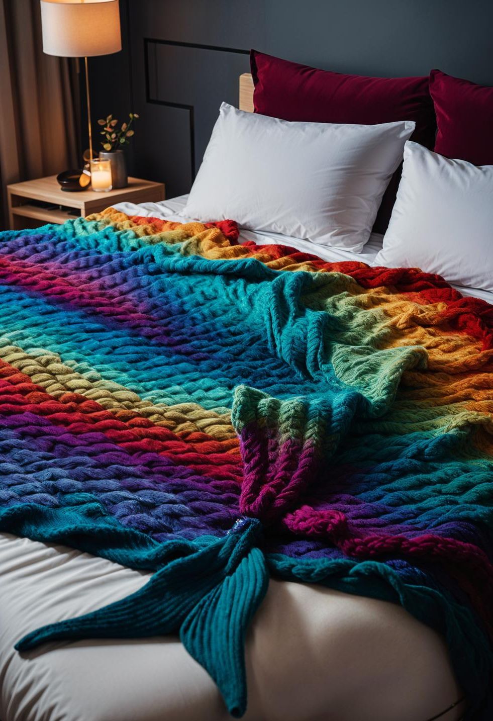 4. Rainbow Mermaid Tail Blanket for Cozy Nights