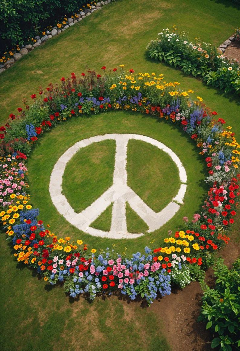 14. Peace Sign Flower Bed Designs