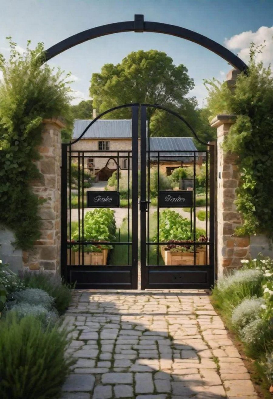 17. Farmhouse Gate with Herb Accents